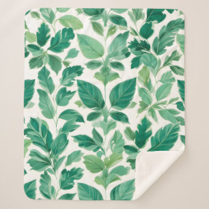 Couverture Sherpa Motif de feuillage vert luxuriant