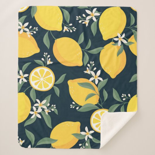 Couverture Sherpa Motif de feuille jaune citron (Devant)