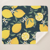 Couverture Sherpa Motif de feuille jaune citron (Devant (Horizontal))