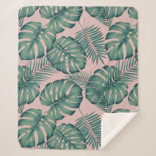 Couverture Sherpa Motif de feuille tropicale