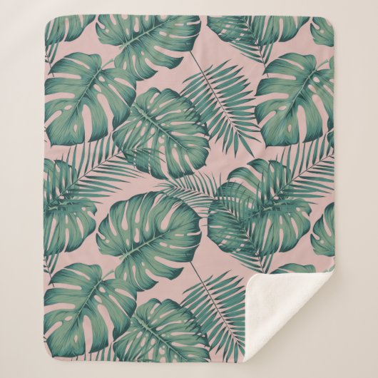 Couverture Sherpa Motif de feuille tropicale (Devant)