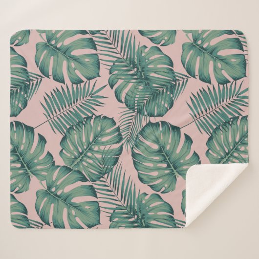 Couverture Sherpa Motif de feuille tropicale (Devant (Horizontal))