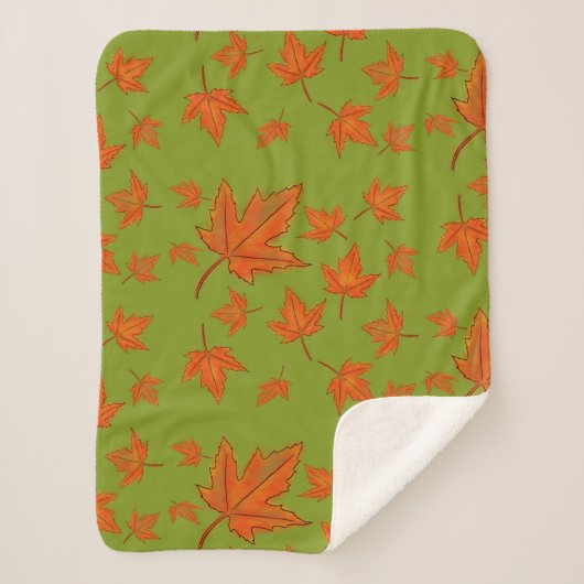 Couverture Sherpa Motif de feuilles d'érable (Devant)