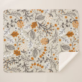 Couverture Sherpa Motif de feuilles et de branches de baies d'automn (Devant (Horizontal))