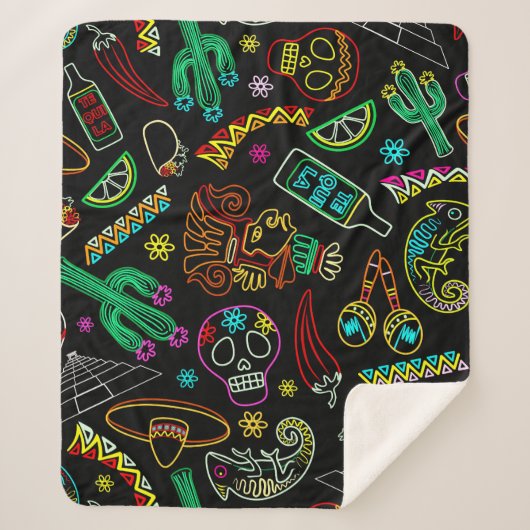 Couverture Sherpa Motif de Fiesta du Mexique (Devant)