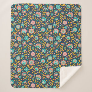 Couverture Sherpa Motif de fleur d'art populaire
