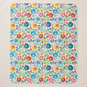 Couverture Sherpa Motif de fleur d'art populaire 2