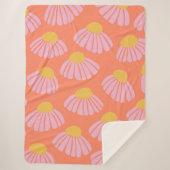 Couverture Sherpa Motif de fleur rose et orange (Devant)
