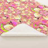 Couverture Sherpa motif de fleur rose funky (3/4)
