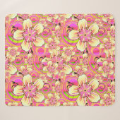 Couverture Sherpa motif de fleur rose funky (Devant (Horizontal))