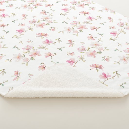 Couverture Sherpa Motif de fleur rose mou d'aquarelle (3/4)