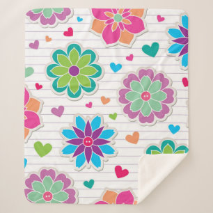 Couverture Sherpa Motif de fleurs