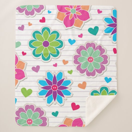 Couverture Sherpa Motif de fleurs (Devant)