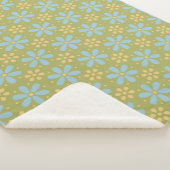 Couverture Sherpa Motif de fleurs bleues et jaunes Abstraites rétros (3/4)