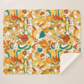 Couverture Sherpa Motif de fleurs de champignons Super rétro (Devant (Horizontal))