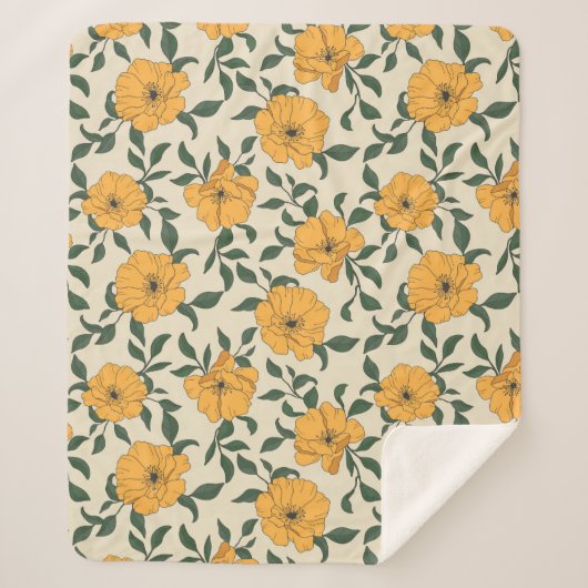 Couverture Sherpa Motif de fleurs de crapaud orange (Devant)