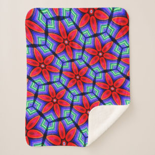 Couverture Sherpa Motif de Fleurs de tissus rouges