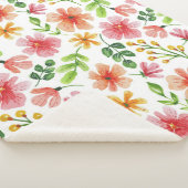 Couverture Sherpa Motif de fleurs roses à l'aquarelle (3/4)