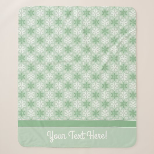 Couverture Sherpa Motif de flocon blanc vert et blanc d'hiver (Devant)