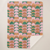 Couverture Sherpa Motif de formes géométriques roses et vertes (Devant)