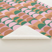 Couverture Sherpa Motif de formes géométriques roses et vertes (3/4)