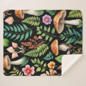 Couverture Sherpa Motif de fougères de champignons de la forêt Arriè (Devant (Horizontal))