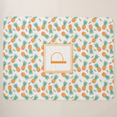 Couverture Sherpa Motif de fruit ananas monogramme moderne (Devant (Horizontal))
