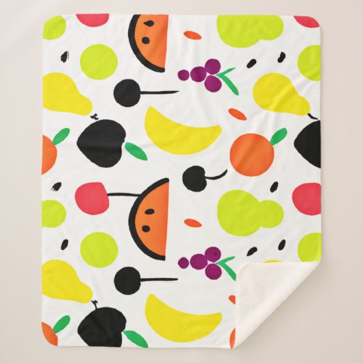 Couverture Sherpa Motif de fruits de néon à lueur tropicale (Devant)