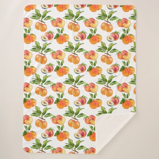 Couverture Sherpa Motif de fruits mûrs, abricots et prunes (Devant)