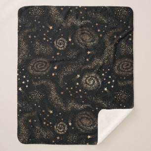 Couverture Sherpa Motif de galaxie Gold Star Constellation