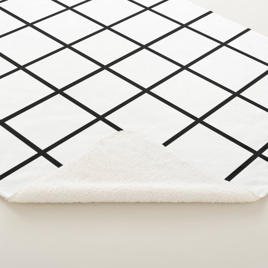 Couverture Sherpa Motif de grille blanc noir (3/4)