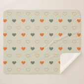 Couverture Sherpa Motif de grille de cœurs orange et vert (Devant (Horizontal))