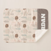 Couverture Sherpa Motif de hérisson de bois mignon (Devant (Horizontal))