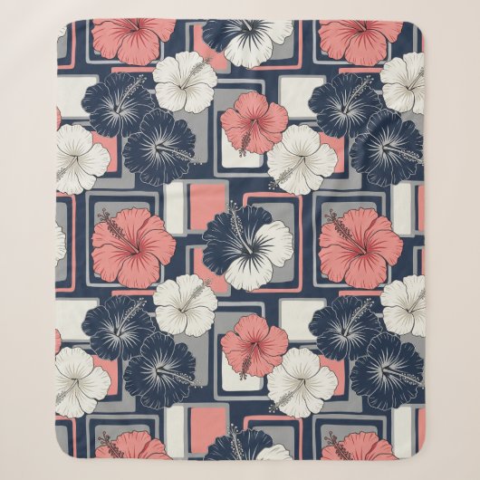 Couverture Sherpa Motif de Hibiscus Tropical Côtier (4) (Devant)