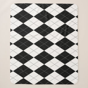 Couverture Sherpa Motif de Jacquard géométrique noir blanc