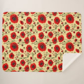 Couverture Sherpa Motif de jardin de pavot fleuri pour le confort de (Devant (Horizontal))