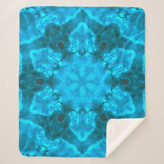 Couverture Sherpa Motif de kaléidoscope bleu glace givrée (Devant)