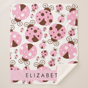 Couverture Sherpa Motif De Ladybugs, Ladybugs Rose, Votre Nom