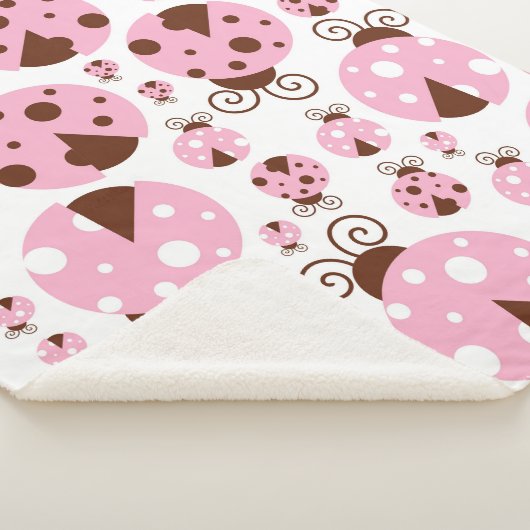 Couverture Sherpa Motif De Ladybugs, Mignons Ladybugs, Pink Ladybugs (3/4)
