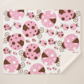 Couverture Sherpa Motif De Ladybugs, Mignons Ladybugs, Pink Ladybugs (Devant (Horizontal))