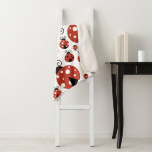 Couverture Sherpa Motif De Ladybugs, Mignons Ladybugs, Red Ladybugs