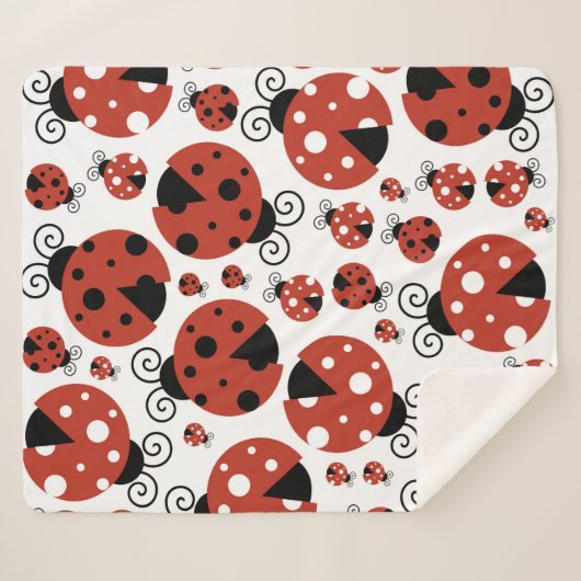 Couverture Sherpa Motif De Ladybugs, Mignons Ladybugs, Red Ladybugs (Devant (Horizontal))