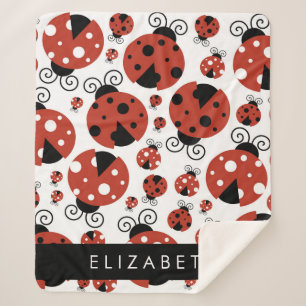 Couverture Sherpa Motif De Ladybugs, Red Ladybugs, Votre Nom