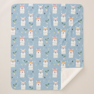 Couverture Sherpa Motif de lama de lunettes de soleil d'arc-en-ciel