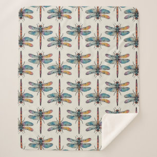 Couverture Sherpa Motif de libellule coloré