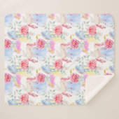 Couverture Sherpa Motif de licorne et de Pegasus d'aquarelle (Devant (Horizontal))