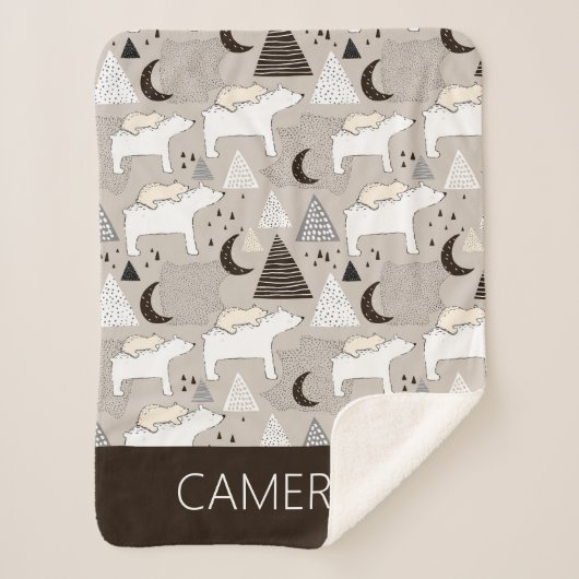 Couverture Sherpa Motif de l'ours de bois du mignon Doodland (Devant)