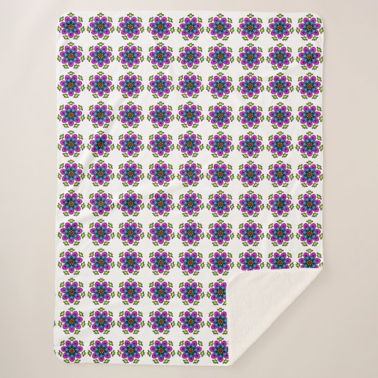 Couverture Sherpa Motif de mandala floral (Devant)