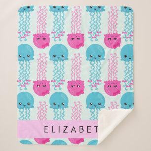 Couverture Sherpa Motif de méduses, Mignonne méduse, Mer, Votre nom