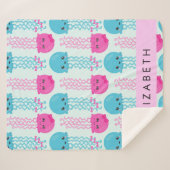 Couverture Sherpa Motif de méduses, Mignonne méduse, Mer, Votre nom (Devant (Horizontal))